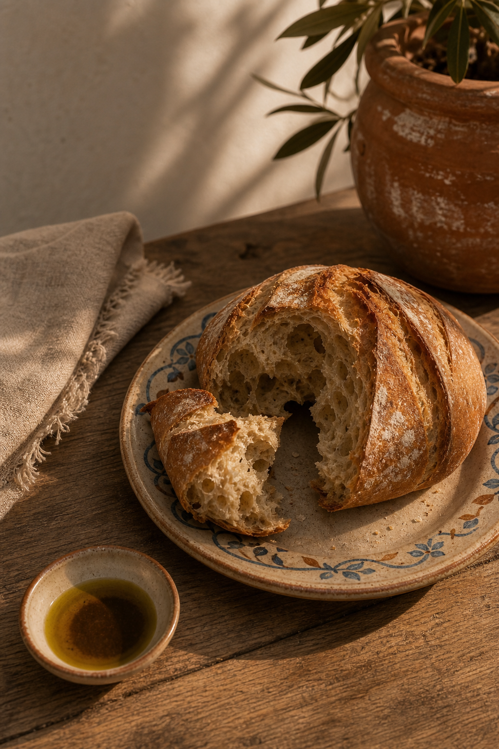 Bread, olive oil and linen at Solera
